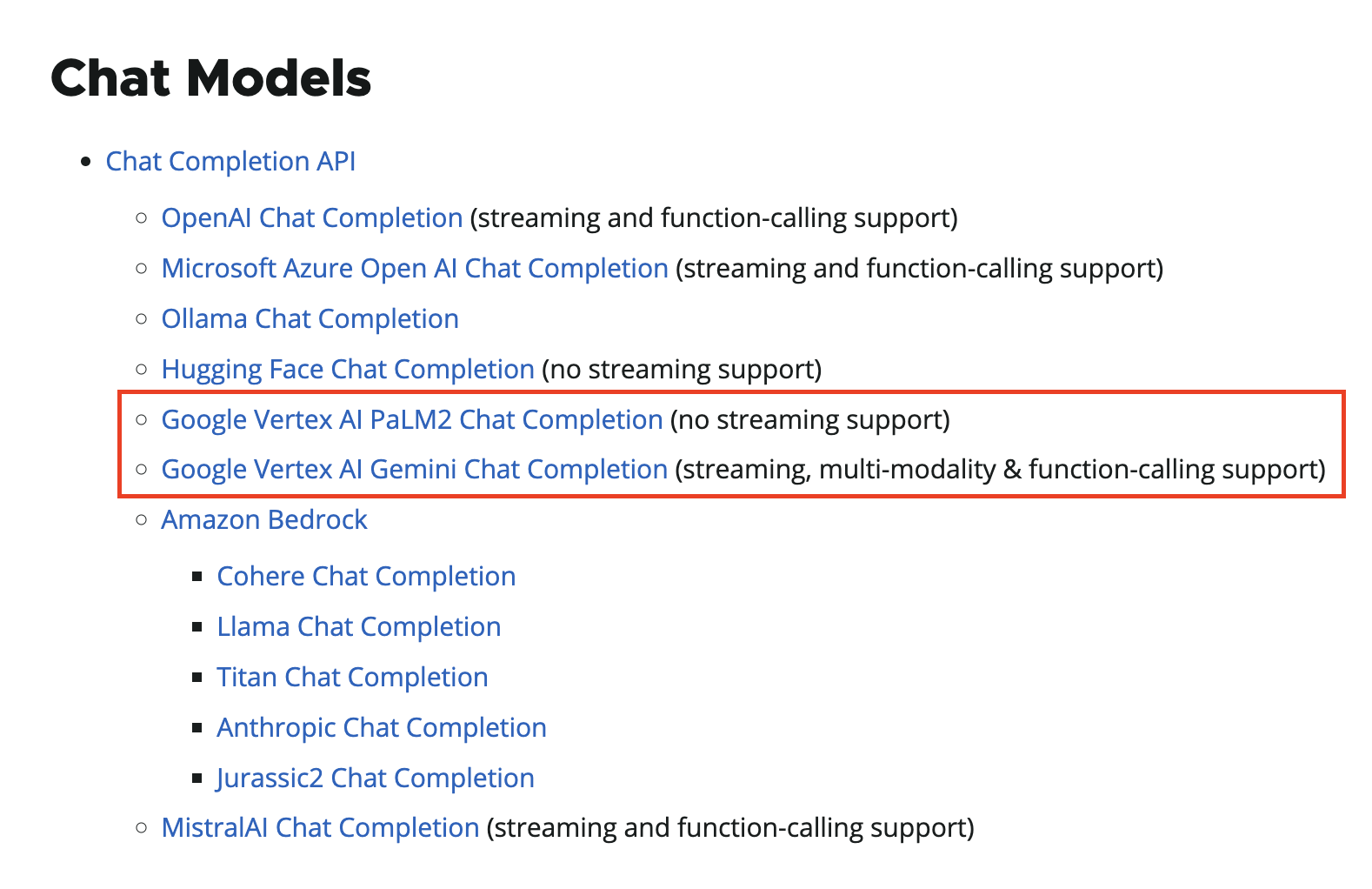 supported chat models