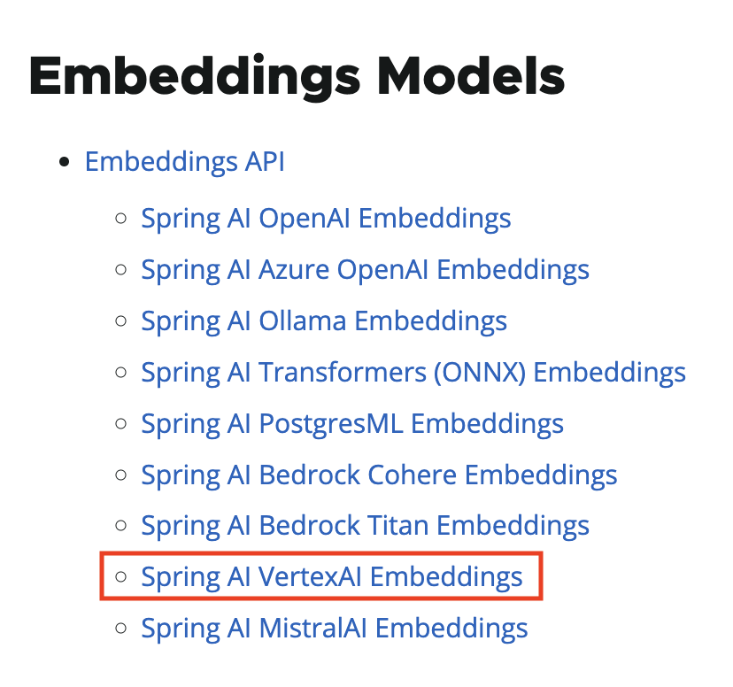 supported embeddings models