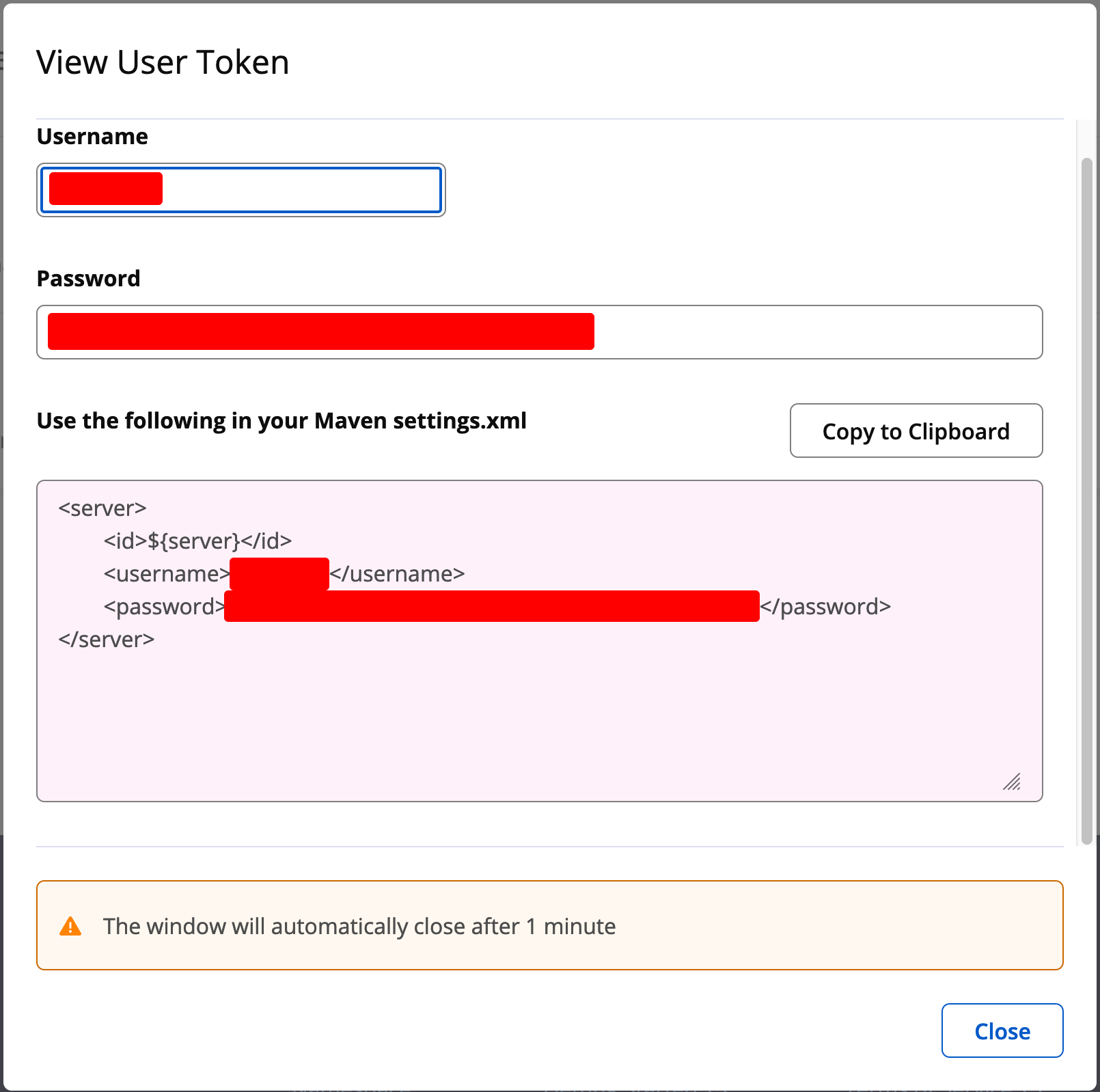 generated user token