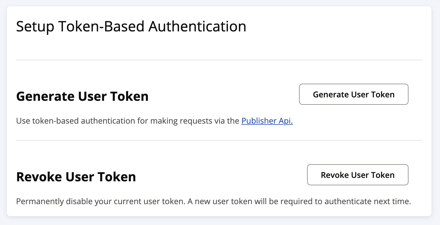 user token generation page